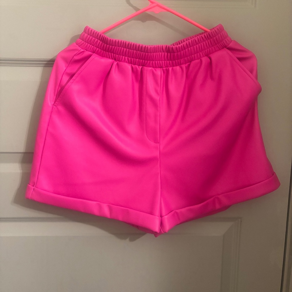 Steve Madden Pink Faux Leather Shorts - Size Small